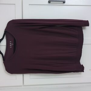 Loft | Womens Long sleeve Cinch Sleeve And Bottom Maroon casual